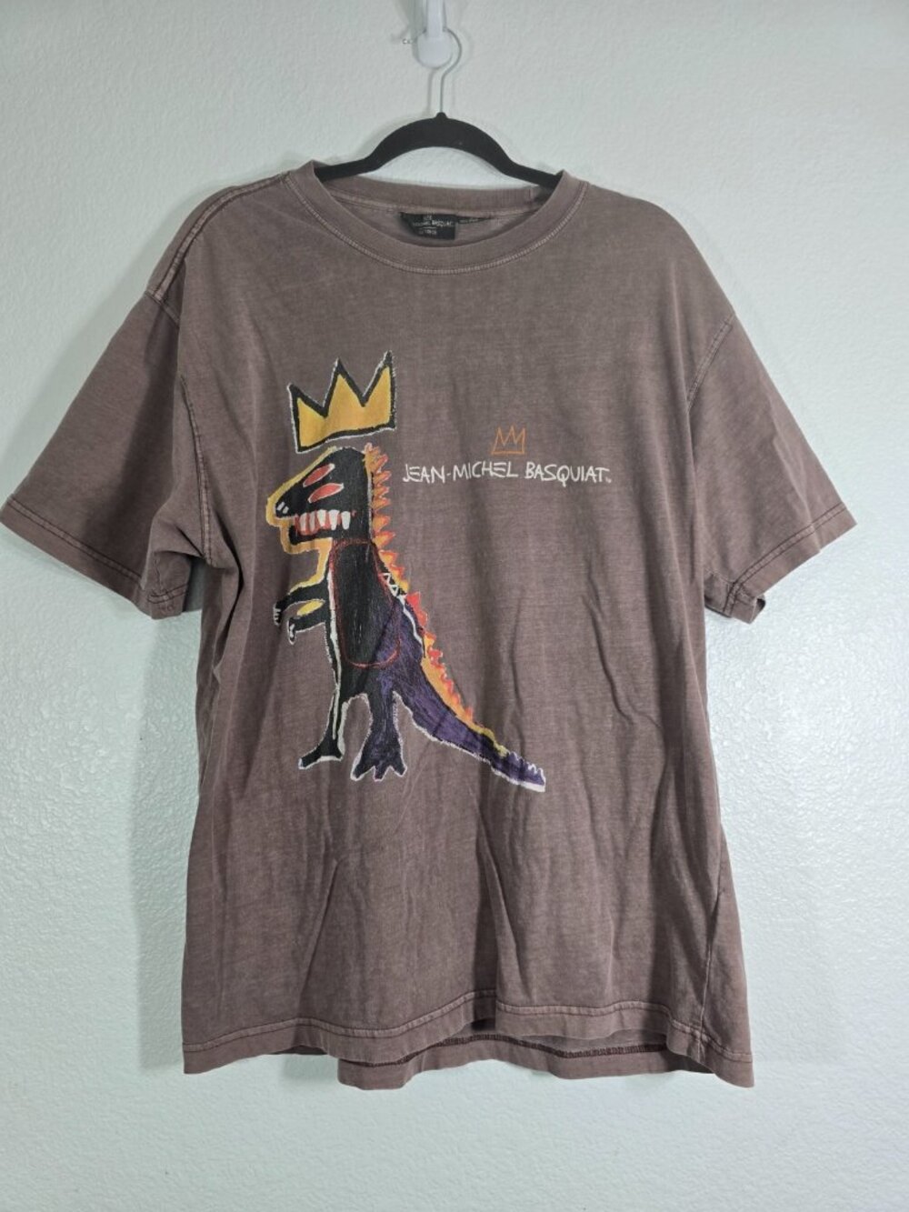 Cotton On Jean-Michel Basquiat T-Shirt Tee Men Large Brown Dinosaur T Rex Casual